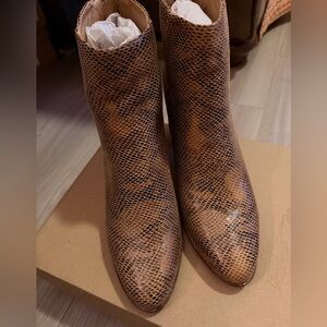 Vintage Havana Tan Snake Print Ankle Booties